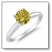 1/4 CT Yellow Diamond Solitaire Ring 14K White Gold (Available In Sizes 5 - 10)
