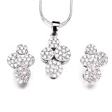 4 Petals Close Earring & Pendant 925 Sterling Silver Jewelry Stud