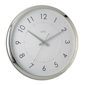 Acctim Yoko 21492 Quiet Silent Sweep Second Hand Quartz Wall Clock Silver Chrome
