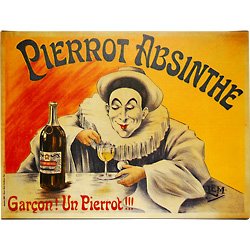 Pierrot Absinthe by Lucien Metivet - Framed Canvas Art by KegWorks