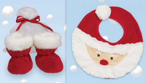 Buy Low Price Cozy Bearington Bears Plush Santa Claus Baby Bib & Booties B005VIC4O6