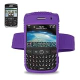 New Fashionable Perfect Fit Soft Silicon Gel Protector Skin Cover (Faceplate/Snap On) Rubber Cell Phone Case with Sports Armband for RIM Blackberry Curve 8900 AT&T, T-Mobile - Purple