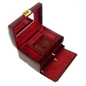 Burgundy Leather Croc Jewelry Box