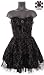 Hell Bunny Black Strapless Flock Party/Prom Dress Emo/Goth Size: Small