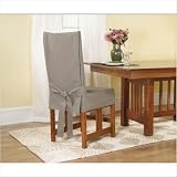 Sure Fit Cotton Duck Short Dining Room Chair Slipcover - Natural