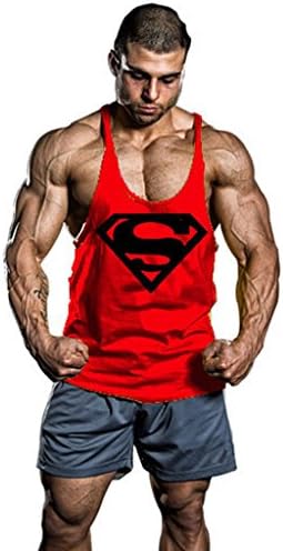 SquareGym Men's BodyBuilding S Logo Tank Top Stringer Gym Shirt Red XL