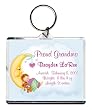 Proud Grandma Birth Announcement Photo Key Chain, Personalized, 2.75" x 3.25" - Baby in the Moon (Boy)
