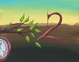 Artwork: The Number Two - Abstract Painting of a Tree Branch, Clock, and the Number 2 (Print, 14x11)