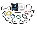 9 Pcs of **Professional Resistance Band Set for Men And Women, 5 Resistance Bands, Door Anchor .Yellow 8 Lb.blue 15 Lb.red 25 Lb.green 30 Lb.black 35 Lb. 226lbs of Extreme Resistance *Quality for Life Guarantee *30 Day Money Back