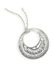 MMA Silver - 18 inch Necklace with Oxidized Cut Out Design Pendant