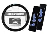 A Set of 2 Seat Belt Shoulder Pads and One Rubber Grip Steering Wheel Cover - Los Angeles Dodgers