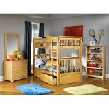 Atlantic Furniture Colorado Natural Maple Bunk 4 Piece Bedroom Set w/ Flat Panel Drawers