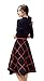 iRachel Womens Long Sleeve V Neck Casual Slim Tunic Plaids A-Line Shirt Dress
