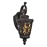 Quoizel FQ8308MK French Quarter 18 1/2-Inch Small Wall Lantern with Clear Amber Seedy Glass, Marcado Black Finish