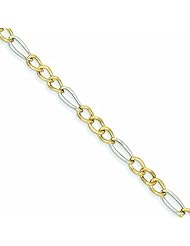 Genuine 14K Two-Tone Polished Fancy Link Bracelet 7.25 Inches 2 Grams Of Gold 100% Satisfaction Guaranteed.