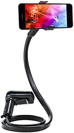 Citiger(TM) Cellphone Holder, Flexible Long Arm, Universal Clip, Detachable, Portable, Use For Video Watching, Wear Around Your Neck, Fix to Your Table or Clip On Right Place (Black)