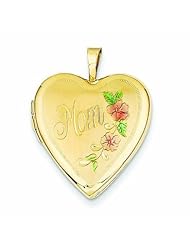 Genuine 14K Yellow Gold 20mm Enamel Flowers Mom Heart Locket 2 Grams Of Gold 100% Satisfaction Guaranteed.