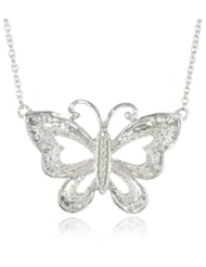 Sterling Silver Diamond Butterfly Pendant Necklace (1/4 cttw, I-J Color, I3 Clarity), 18"