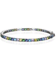 BLUE MULTI COLOR STONE BANGLE IN BLACK PLATE
