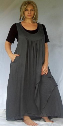 GREY DRESS JUMPER MAXI LAYER LAGENLOOK FITS - 2X 3X 4X - Q667S