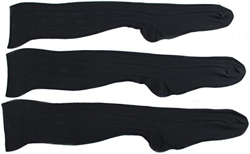 Womens Plus Size Knee High Socks (3 Pair Pack) Classic Cable Knit Size 10-12 (Black)