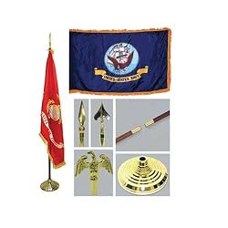 Navy 4ft x 6ft Indoor Flag telescoping Flagpole Base and Tassel