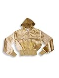 Private Label - Girls Satin Zip Front Jacket, Gold, Khaki Black Shorter Crop Length
