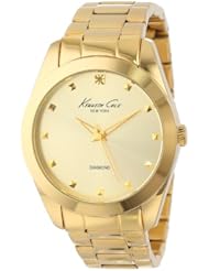 Kenneth Cole New York Womens KC4949 Rock Out Yellow Gold Dial Diamond Dial Bracelet Watch