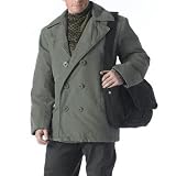 7677 Vintage Olive Drab Cotton Pea Coat (XL)