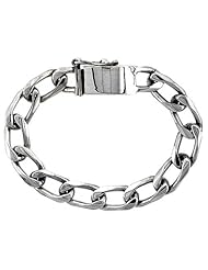 Gents Sterling Silver Cuban Link Bracelet Handmade 3/8 inch wide, sizes 8, 8.5 & 9 inch