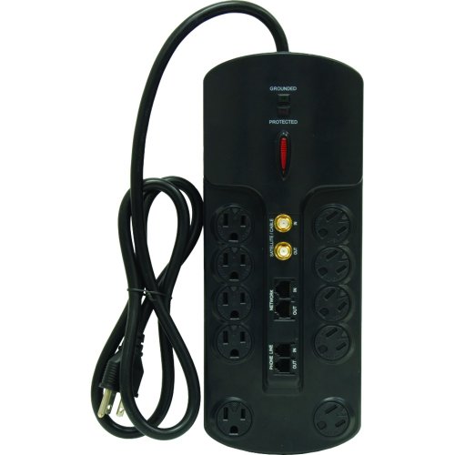 Ge 14782 10Outlet Surge Strip with Telephone and Coaxial Protection