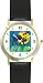 Black Cat and Moon No.2 - WATCHBUDDY&reg; DELUXE TWO-TONE THEME WATCH - Arabic Numbers - Black Leather Strap-Size-Women's Size-Small