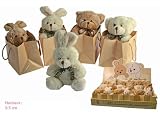 Peluche 10 cm LOT 2 DOUDOUS OURS ET LAPINS EN SAC INDIVIDUELS PRET A OFFR