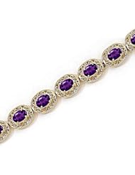 14kt Yellow Gold Oval Amethyst Bracelet.