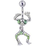 Light Green Crystal Dangling Frog Dangle Belly Button Navel Rings