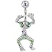 pug0  - Belly Navel Rings Light Green Crystal Dangling Frog