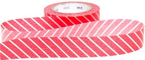 Imagen 2 de Cinta adhesiva Washi, en rojo con rayas blancas, de mt