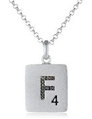 Scrabble 925 Sterling Silver 0.039ct Diamond Initial F Pendant Necklace, 18"