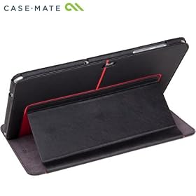 Case-Mate docomo GALAXY Tab 10.1 LTE SC-01D / SAMSUNG GT-P7510 Stand Case, The Venture, Black faux leather with Red accents �X�^���h�@�\�� �u�b�N�^�C�v ���U�[���P�[�X�uVenture�v �u���b�N/���b�h CM016409
