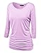 Mirity Womens 3/4 Sleeve Boat Neck Cute Solid Shirring Dolman Drape Tops
