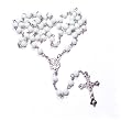 + White glass bead prayer rosary in a gift box.