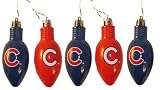 Chicago Cubs 5pc Set Replica Light Bulb Christmas Tree Ornaments