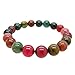Gem Stone King Gorgeous 10mm Round Multi Color Agate Stretchy Bracelet Fits up to 8.5inches Wrist