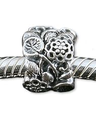 Lotus Flower Authentic Biagi Sterling Silver Charm Bead Fits Most Brands of European Charm Bead Bracelets