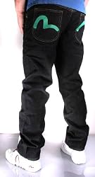 Evisu Genes Mens Jeans Pants Dark Denim Green