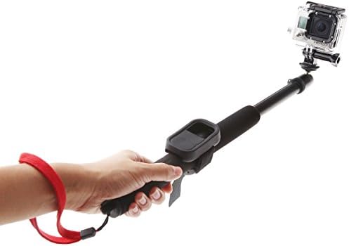 ATian Adjustable Telescopic Pole with Attachment Straps for Wifi Remote Twist and Lock Easy Extension and Retraction +Tripod Mount Suitable for GoPro Hero 1, 2, 3, 3+, 4 and Other Cameras+Wifi Remote Strap / Lanyard