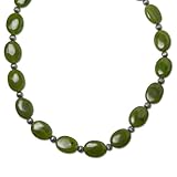 Sterling Silver Nephrite Jade Beaded Necklace