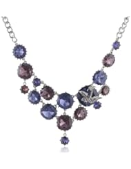 Betsey Johnson "Iconic Amethyst" Crystal Gem and Bird Necklace, 19"