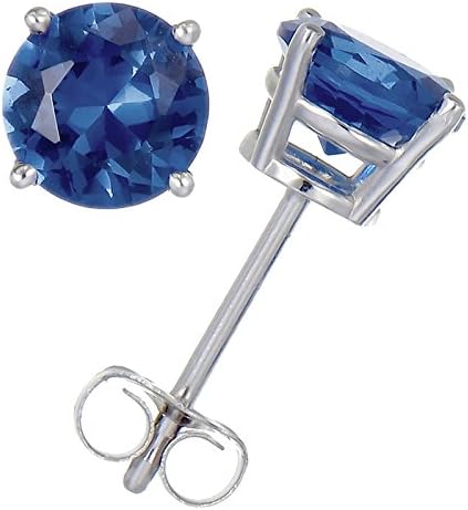 Vir Jewels 14K White Gold Blue Sapphire Stud Earrings (2 CT)