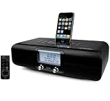 iLuv iPod / iPhone Docking Station with HD Digital AM/FM Stereo Radio Receiver, Dual Alarm Clock, iTunes Tagging, 30 Preset Stations, Large Digital LCD Display & Line-in to Connect Any Additional Audio Player to Play all MP3, iPod, iPhone, CD or Cassette Tape - Black
